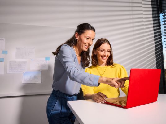 Mitarbeiterinnen am Laptop