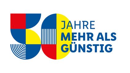 Logo 50 Jahre mehr als günstig im Lidl Stil