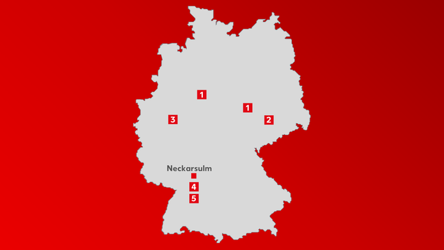 Deutschlandkarte mit Bildungsinstituten des Abiturientenprogramms bei Kaufland