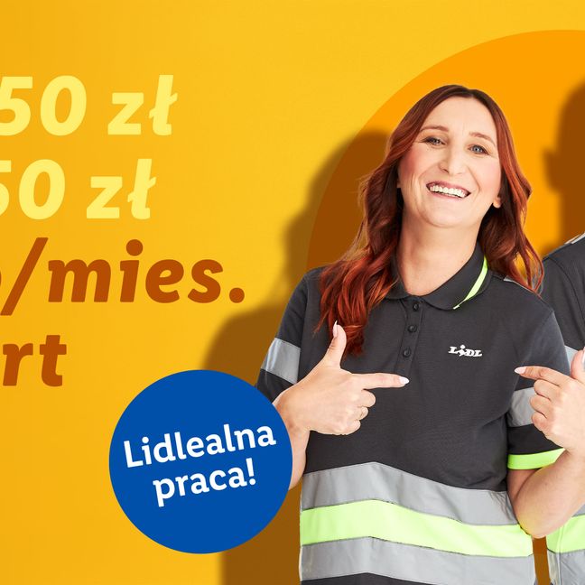 Pracownik Magazynu. Lidlealna praca! Zarobki od 5050 zł do 5650 zł brutto miesięcznie!