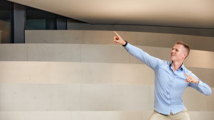 Student in Usain Bolt Pose