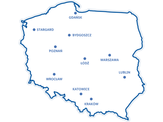 Biura Ekspansji Lidl Polska Mapa. Biura ekspansji znajdują się w: Gdańsku, Stargardzie, Bydgoszczy, Poznaniu, Lodzi, Warszawie, Wrocławiu, Katowicach, Lublinie i Krakowie.